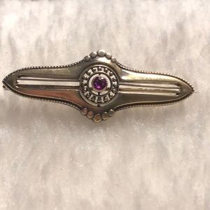 Antique sterling silver dipped in gold amethyst brooch pin. Same day Shipping ✈️
